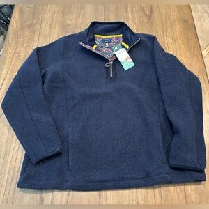 Joules 1/4 Zip Fleece Stoney Navy Size 12 Sherpa Teddy Pullover NWT